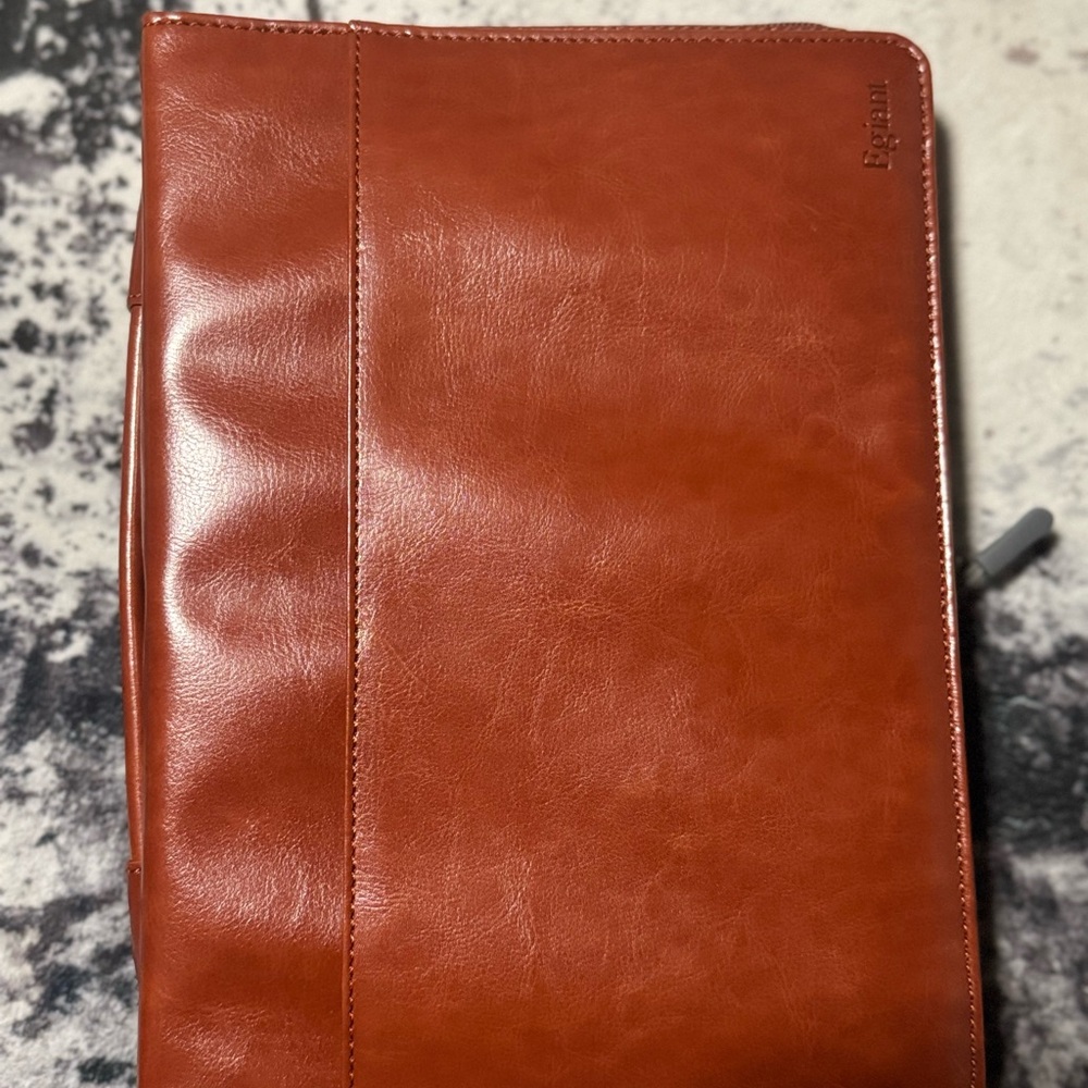 Egiant Bible Cover Case Brown Faux Leather with YKK Zipper Christian“GOD” - Picture 10 of 11